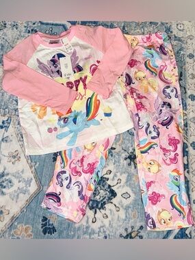 My Little Pony Pink Raglan Top & Rainbow Pony Print Pajama Set